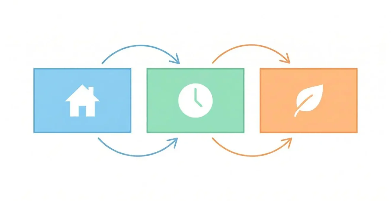 Illustration de trois options de prêt immobilier : prêt classique, crédit relais, prêt à impact.